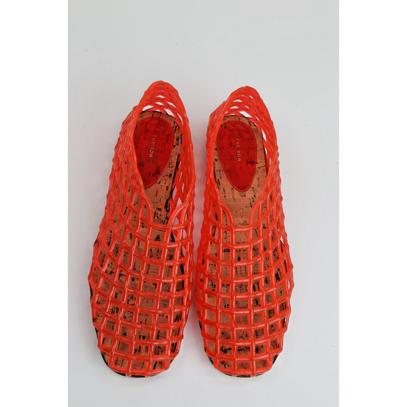 The Row Mara Red Fishnet Jelly PVC Cut Out Cage Flat Sandals Designer Shoes 37 - Picture 4 of 16